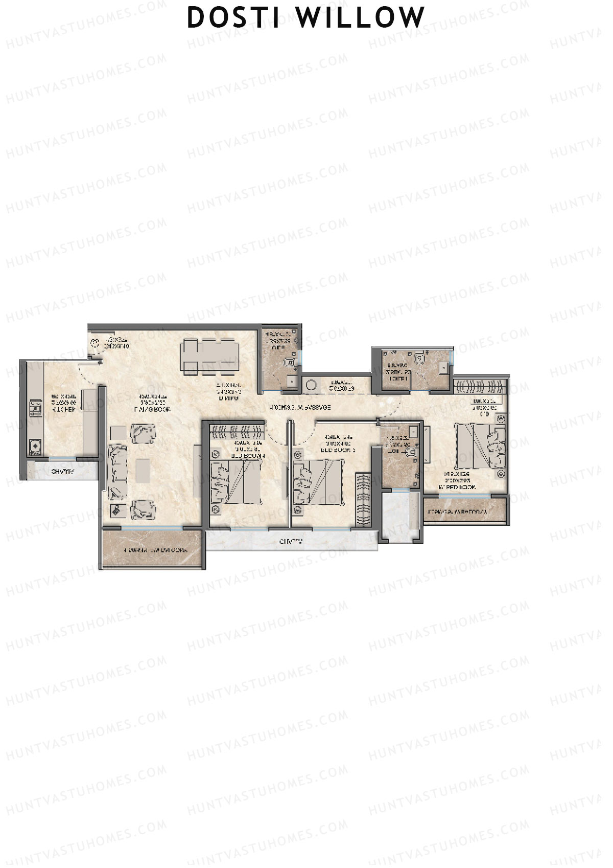 Dosti Willow Wing A Unit 6 Floor Plan