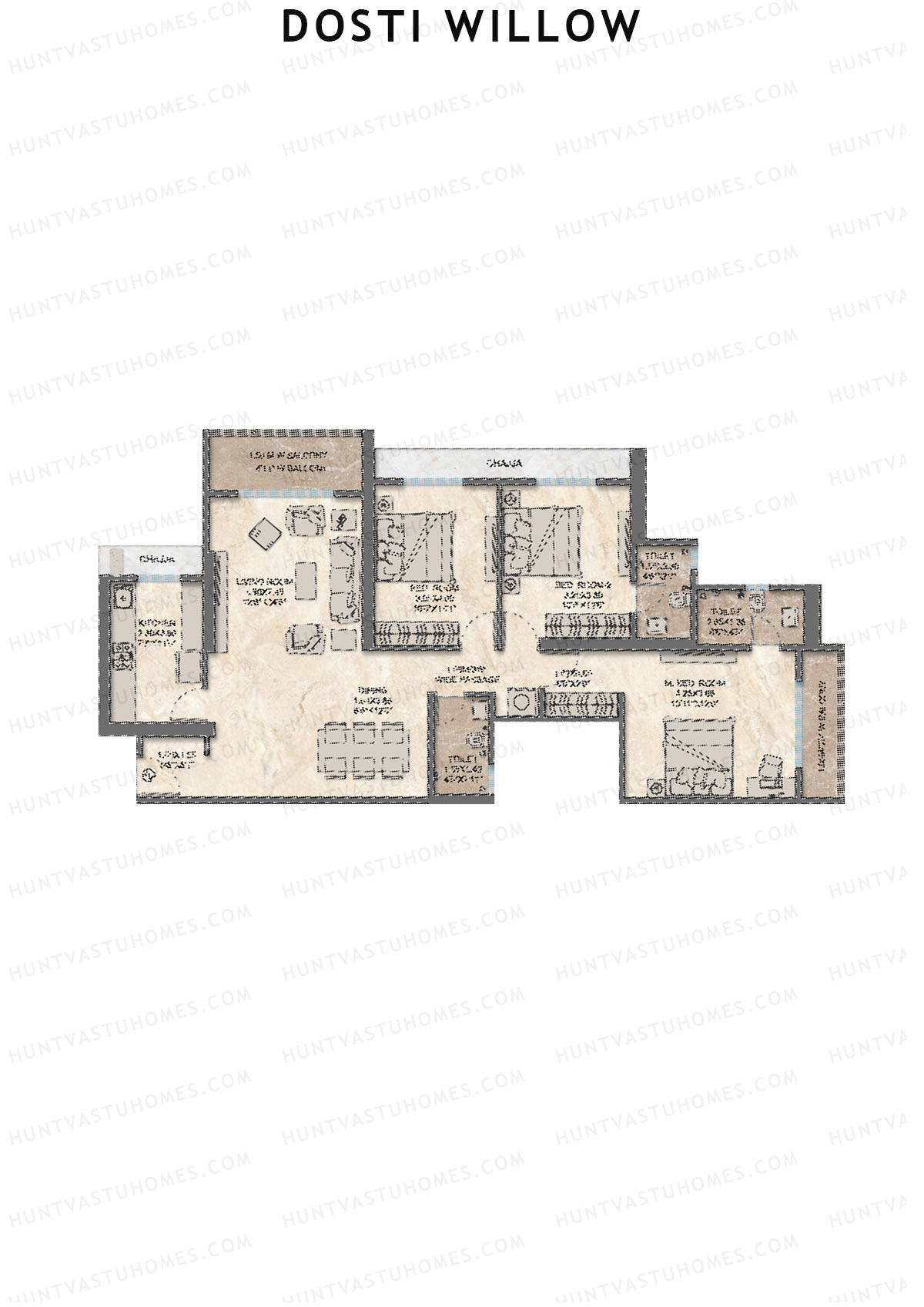 Dosti Willow Wing B Unit 2 Floor Plan