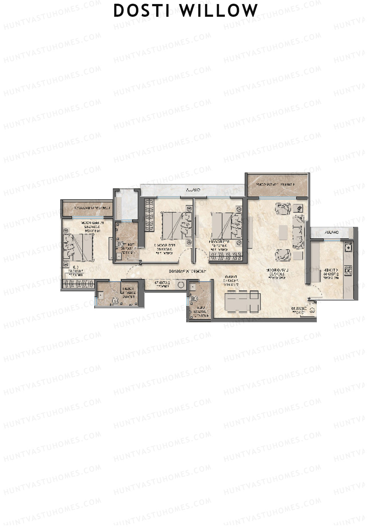 Dosti Willow Wing B Unit 5 Floor Plan