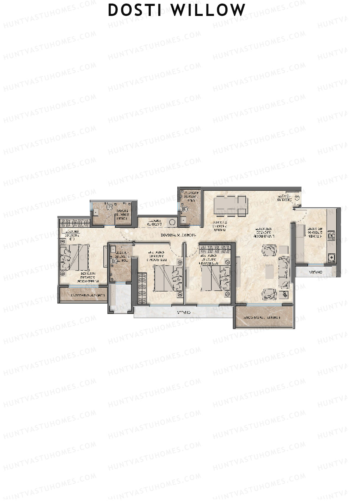 Dosti Willow Wing B Unit 6 Floor Plan