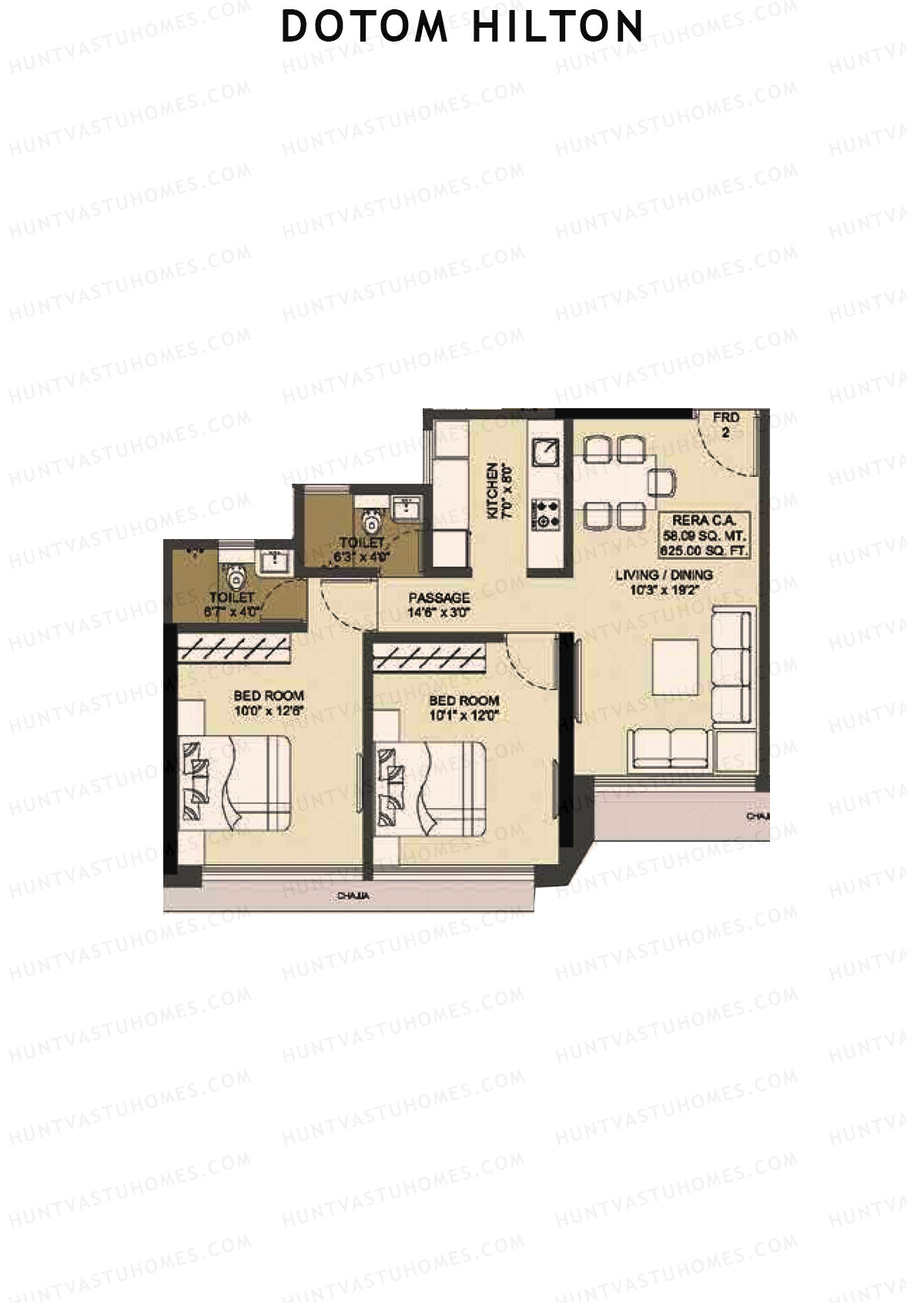 Dotom Hilton Wing A Unit 2 Floor Plan