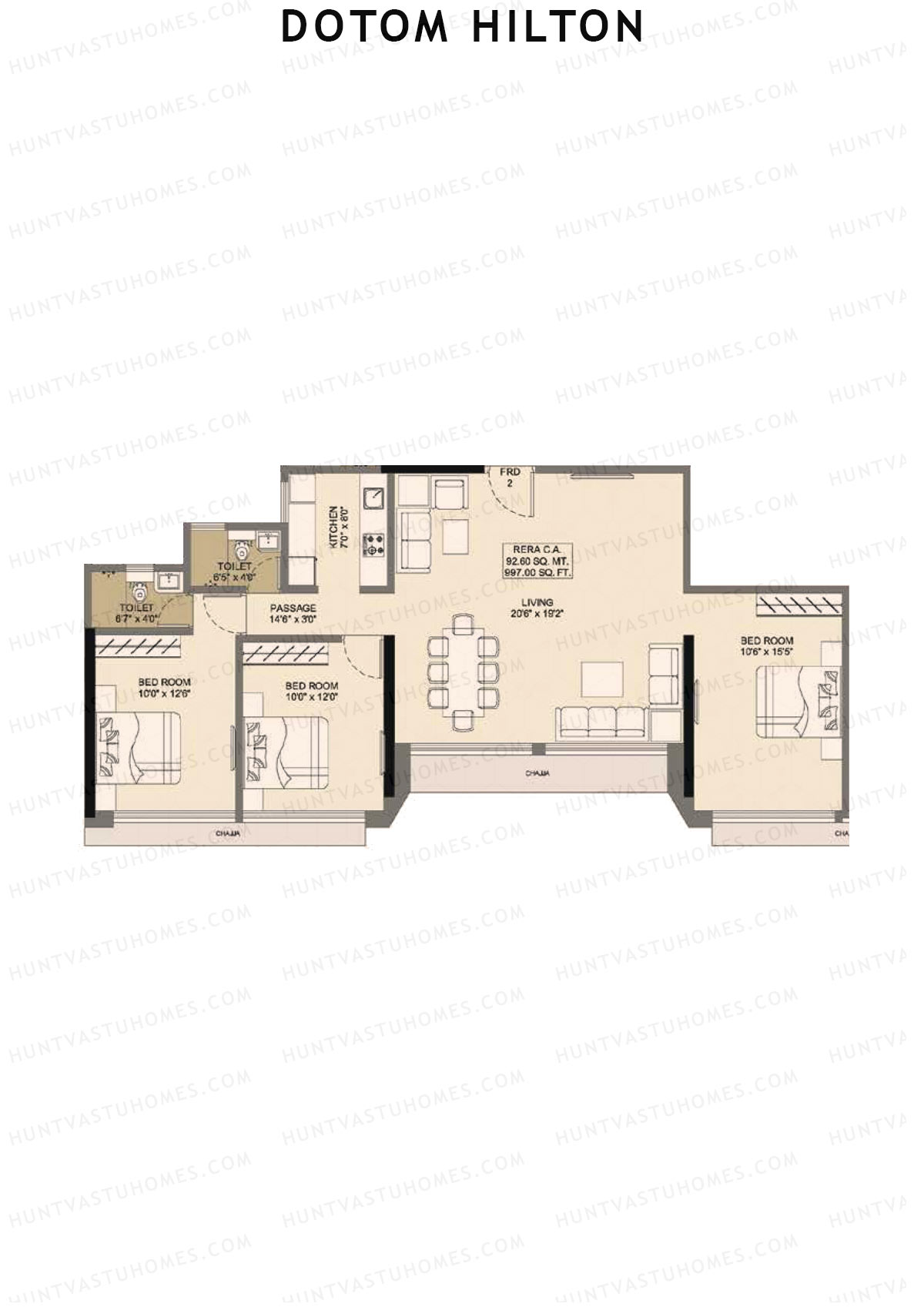 Dotom Hilton Wing A Unit 2 Floor Plan