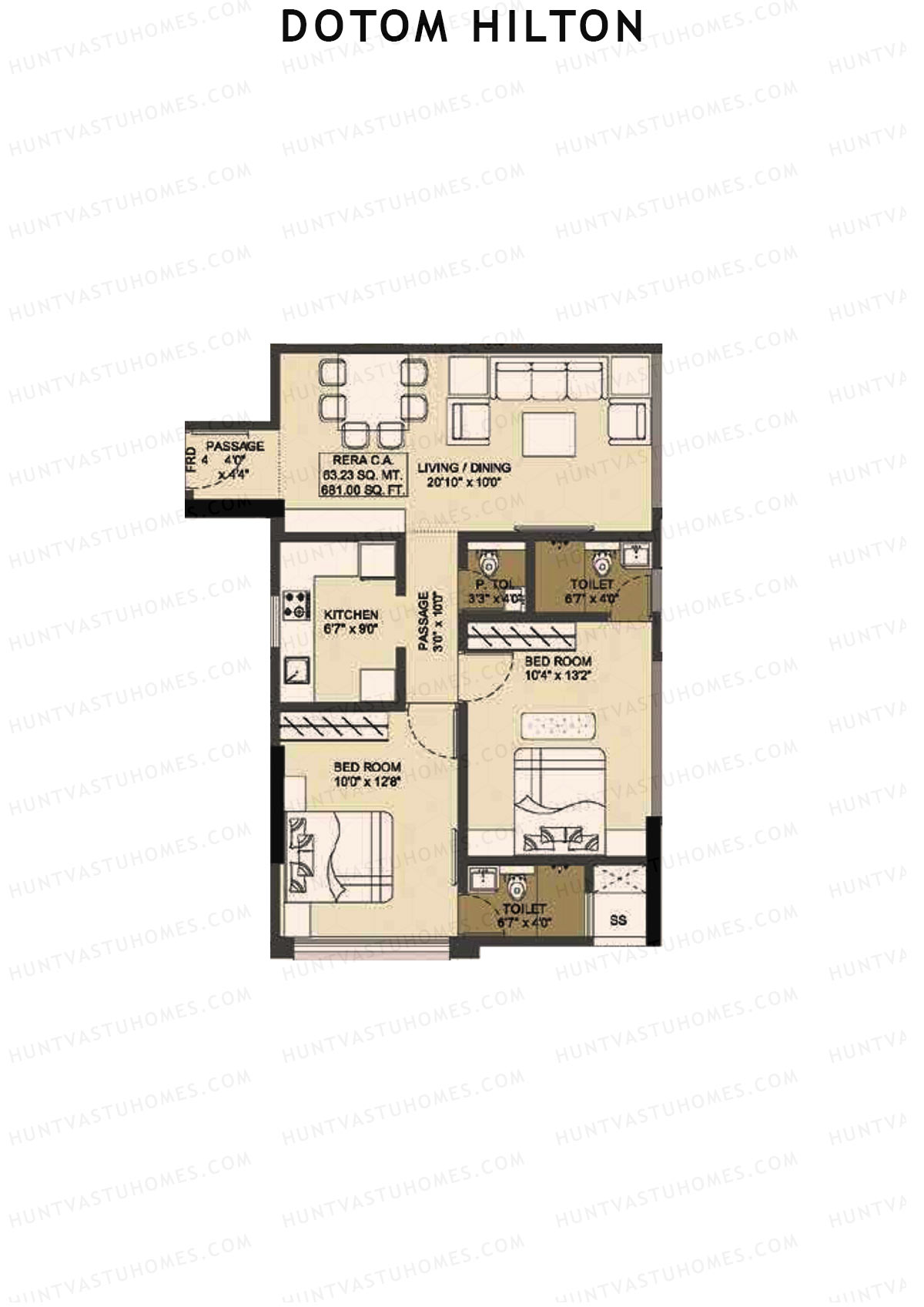Dotom Hilton Wing A Unit 4 Floor Plan