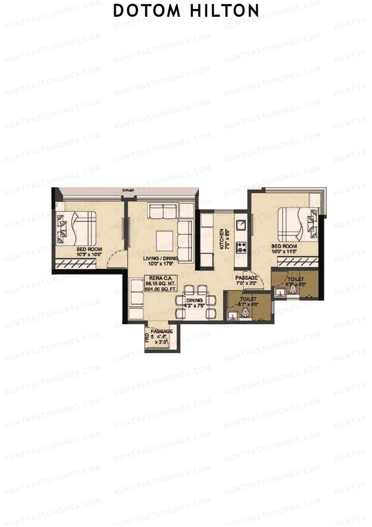 Dotom Hilton Wing A Unit 5 Floor Plan