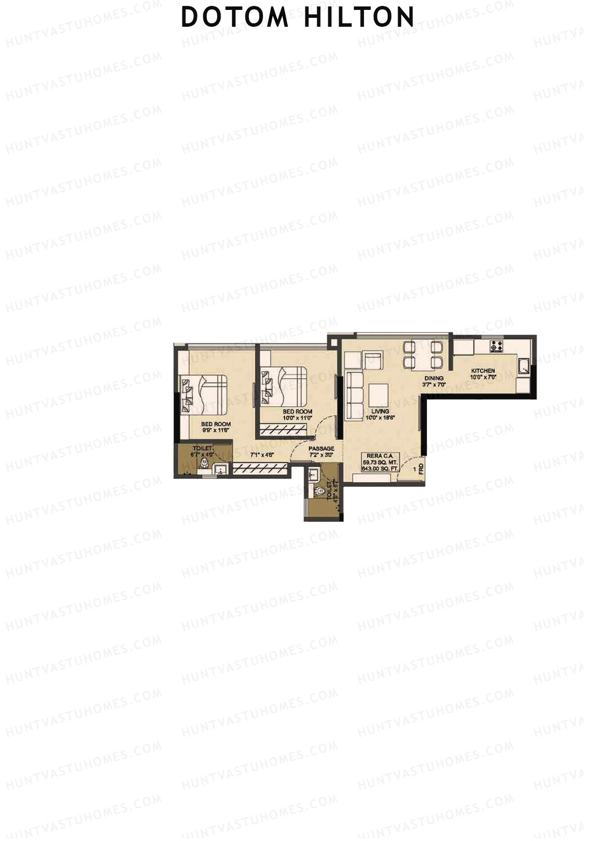 Dotom Hilton Wing B Unit 1 Floor Plan