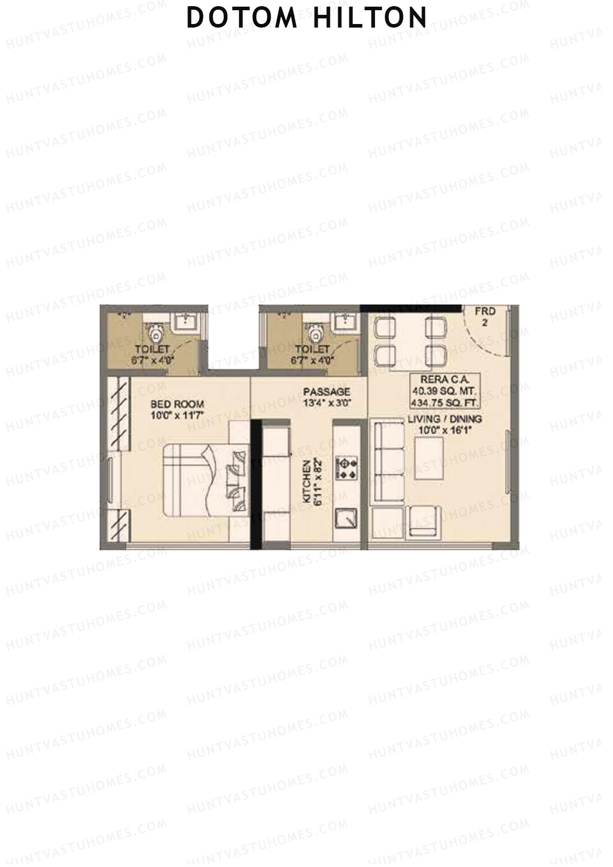 Dotom Hilton Wing B Unit 2 Floor Plan