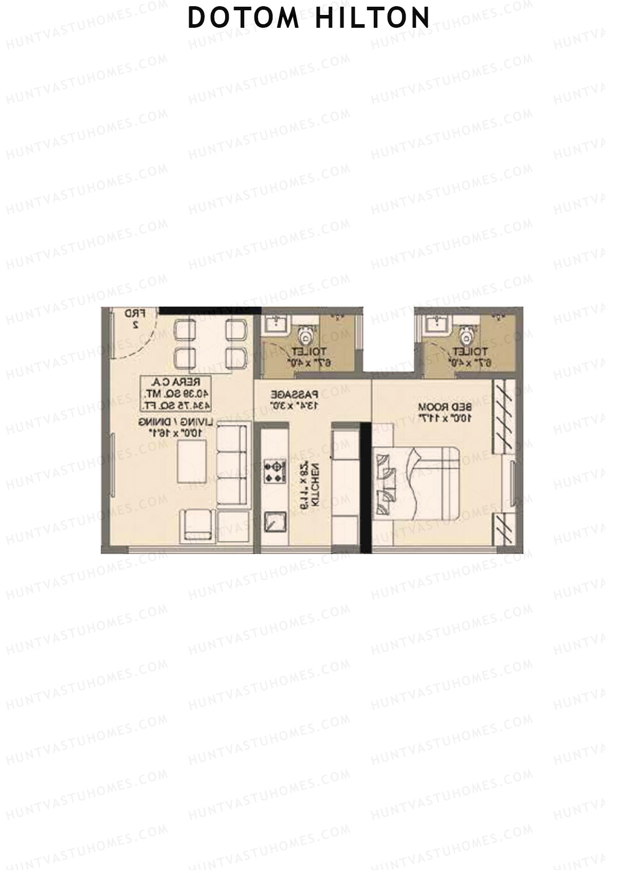 Dotom Hilton Wing B Unit 3 Floor Plan