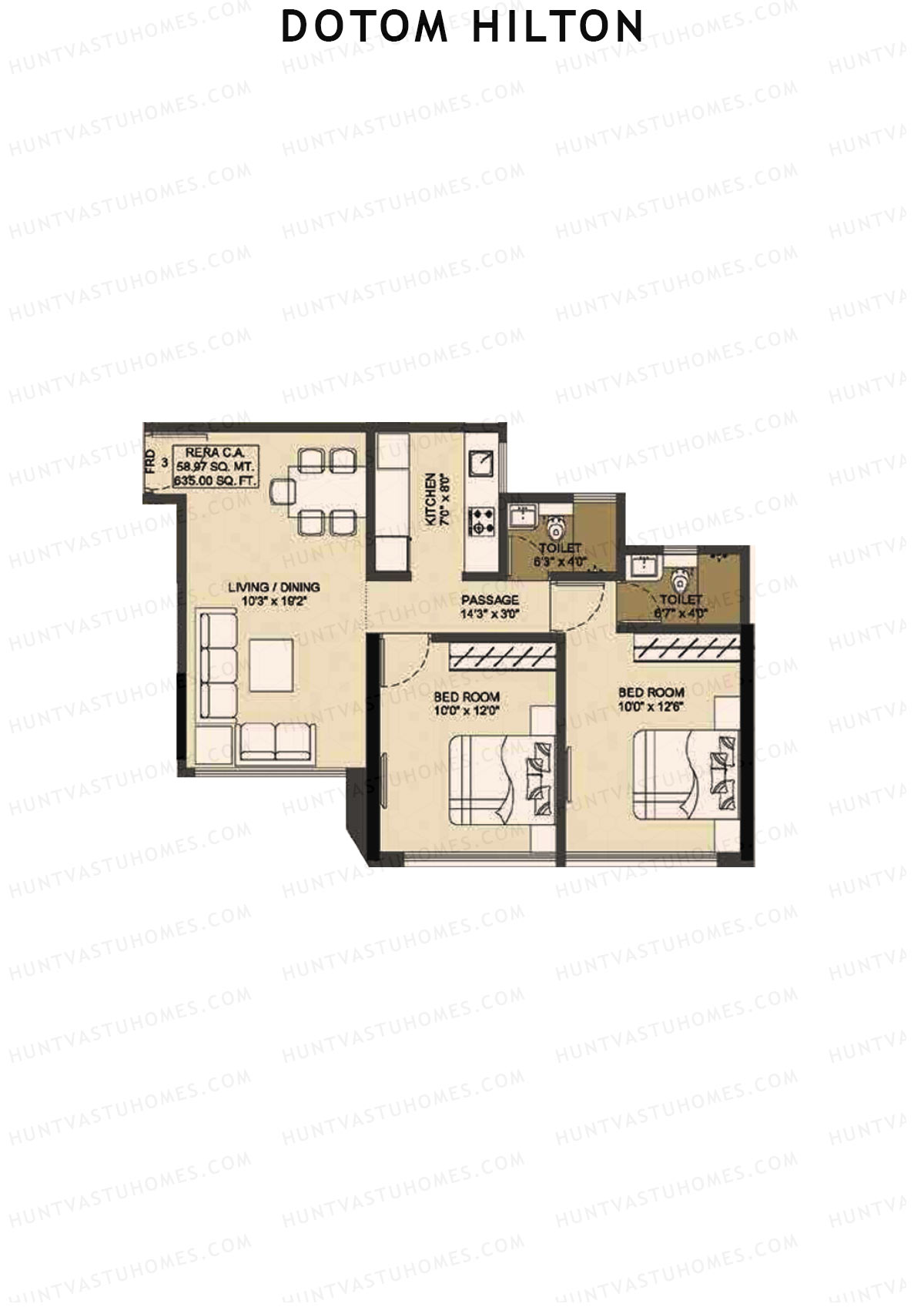 Dotom Hilton Wing B Unit 3 Floor Plan