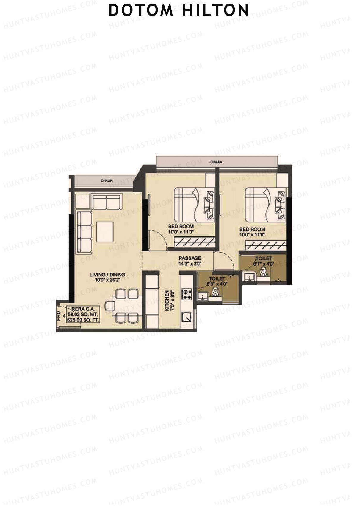 Dotom Hilton Wing B Unit 4 Floor Plan