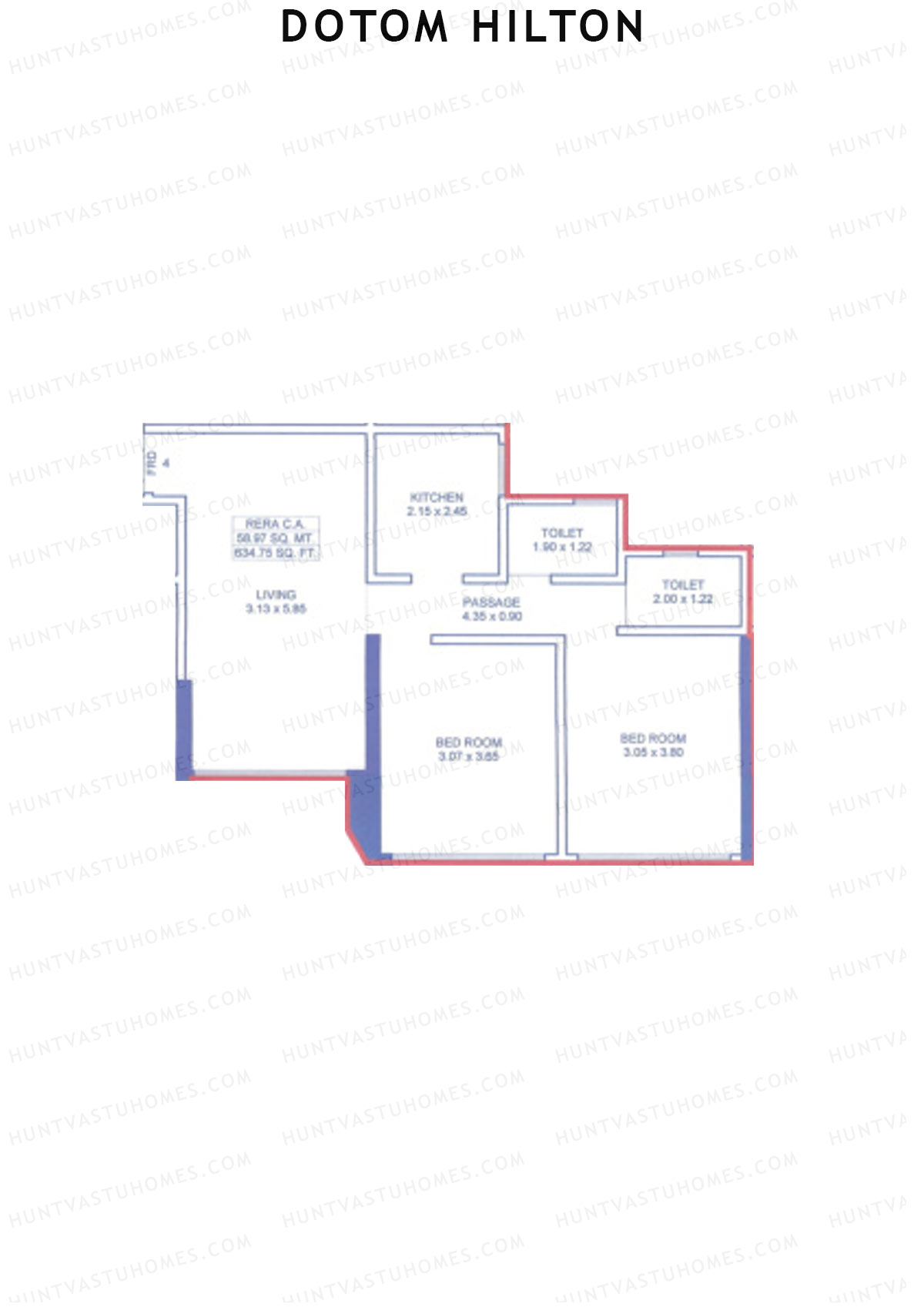 Dotom Hilton Wing B Unit 4 Floor Plan