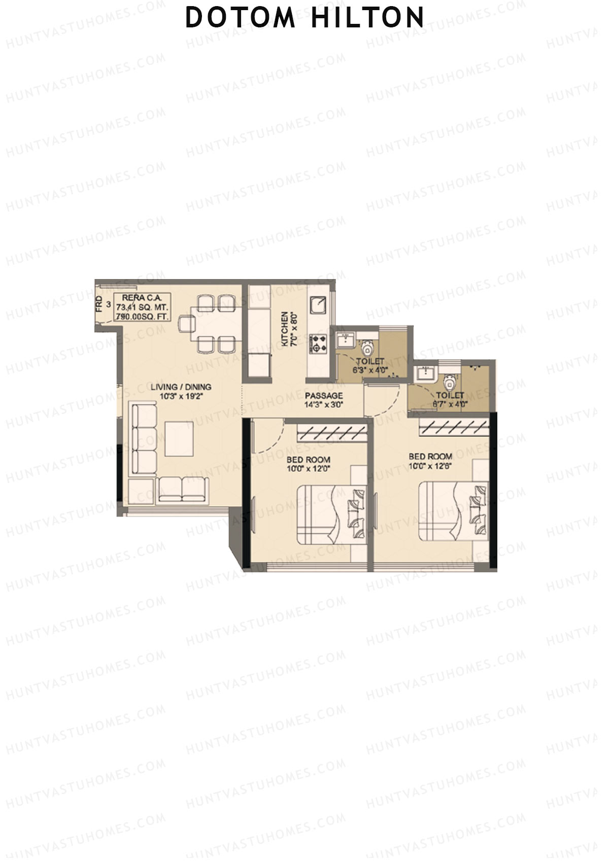 Dotom Hilton Wing B Unit 3 Floor Plan