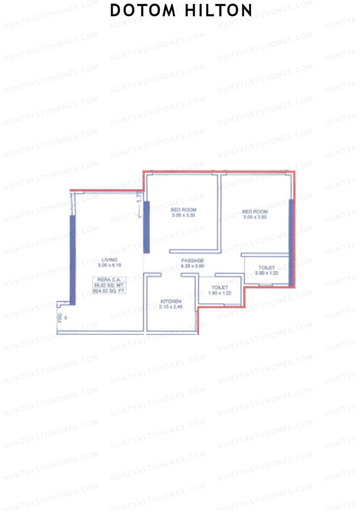 Dotom Hilton Wing B Unit 5 Floor Plan