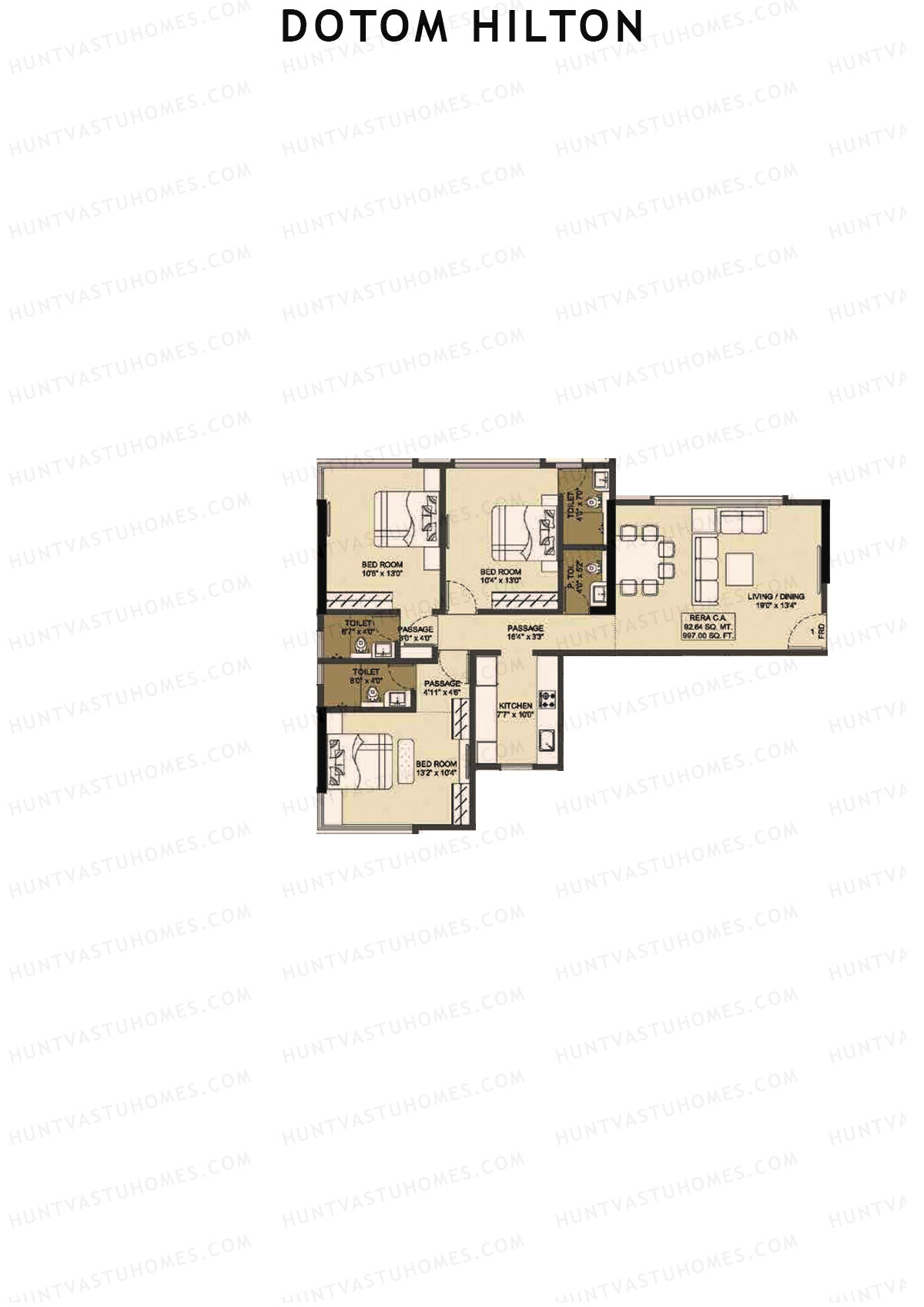 Dotom Hilton Wing C Unit 1 Floor Plan