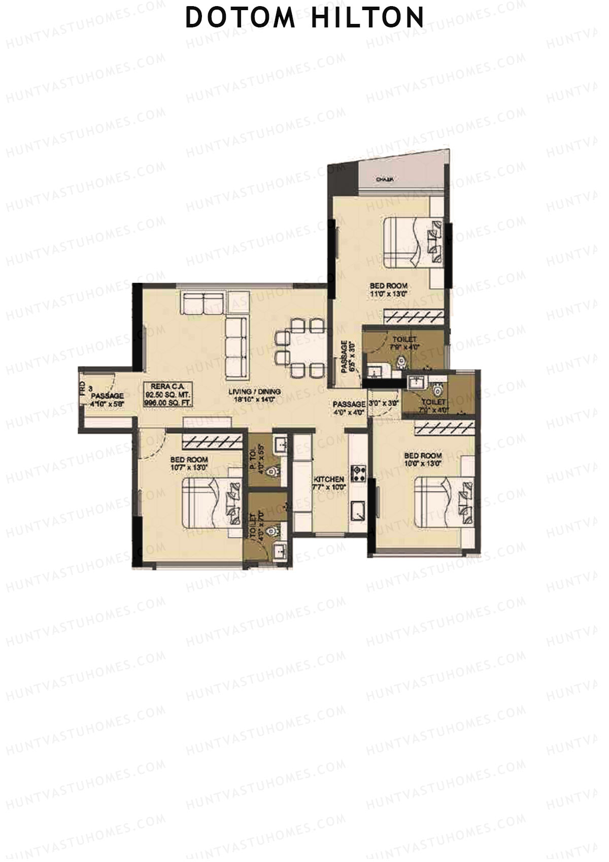 Dotom Hilton Wing C Unit 3 Floor Plan