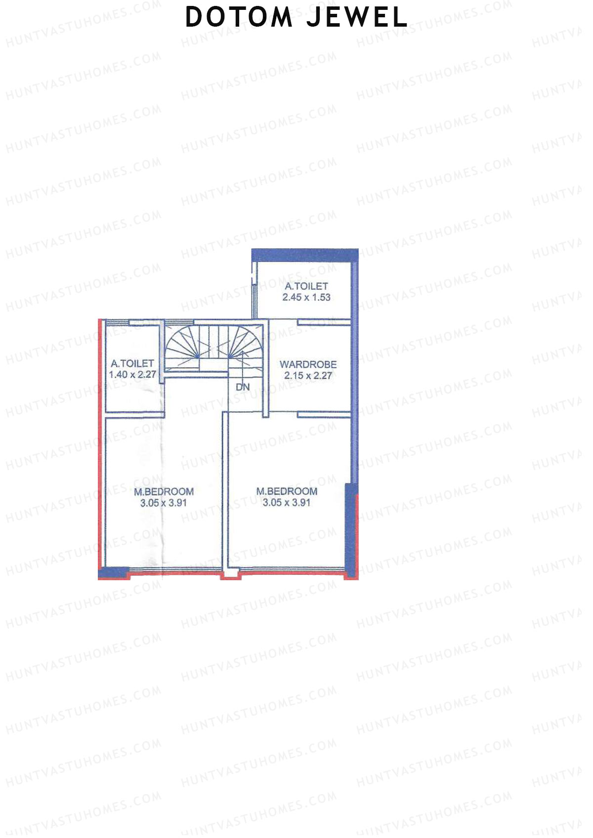 Dotom Jewel, Tower 1, Unit 2 (Type DU), 3BHK, Carpet Area 1207   sq ft 