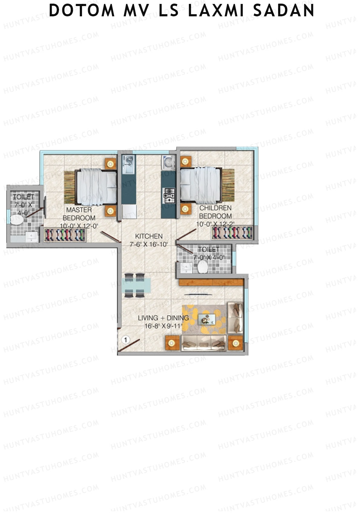 Dotom MV LS Laxmi Sadan Block A Unit 1 Floor Plan