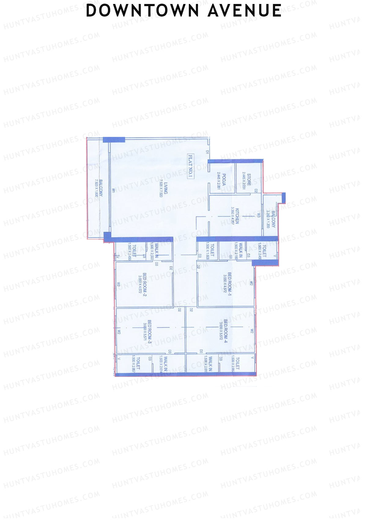 Downtown Avenue Wing A Unit 1 Floor Plan