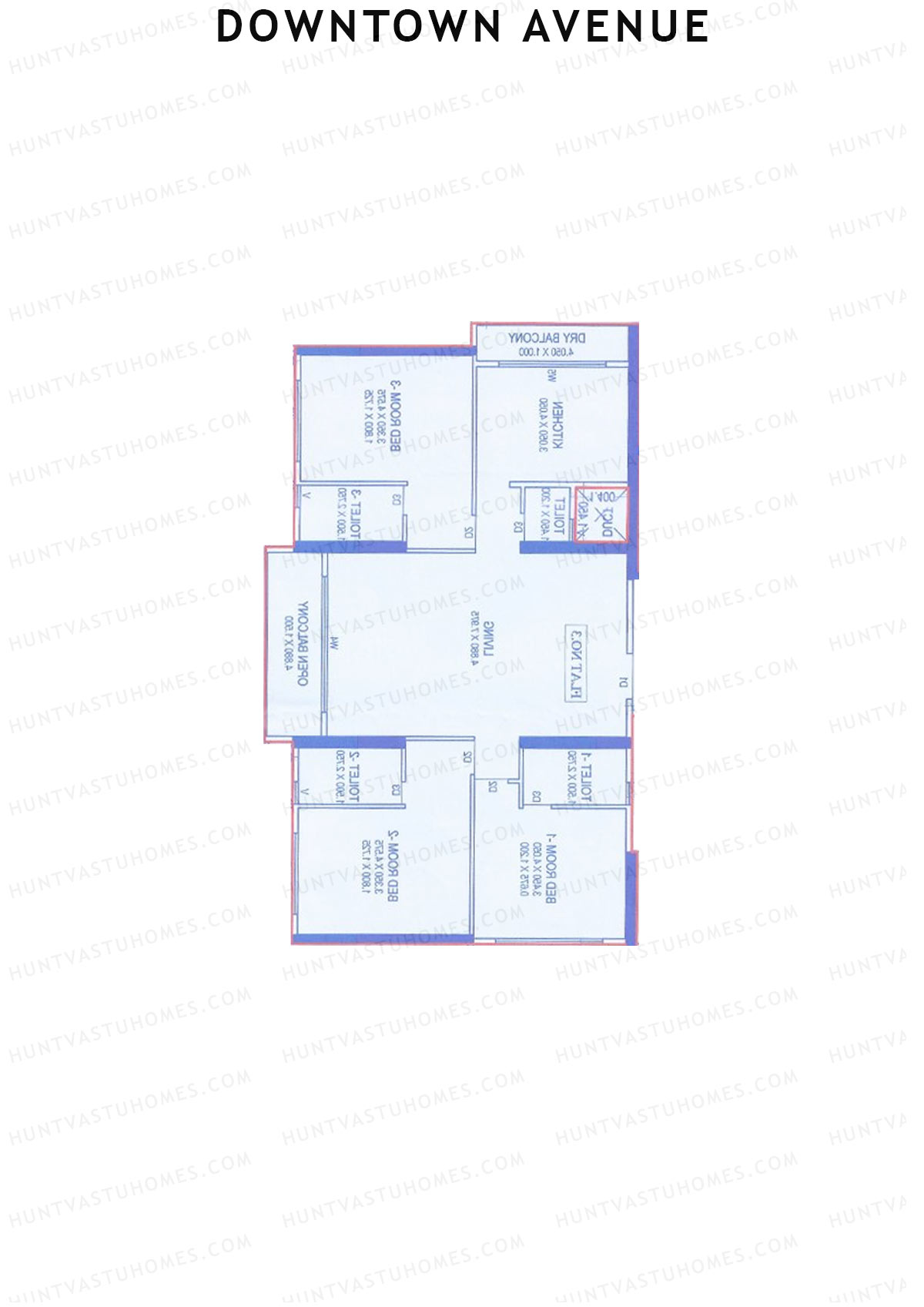 Downtown Avenue Wing B Unit 3 Floor Plan