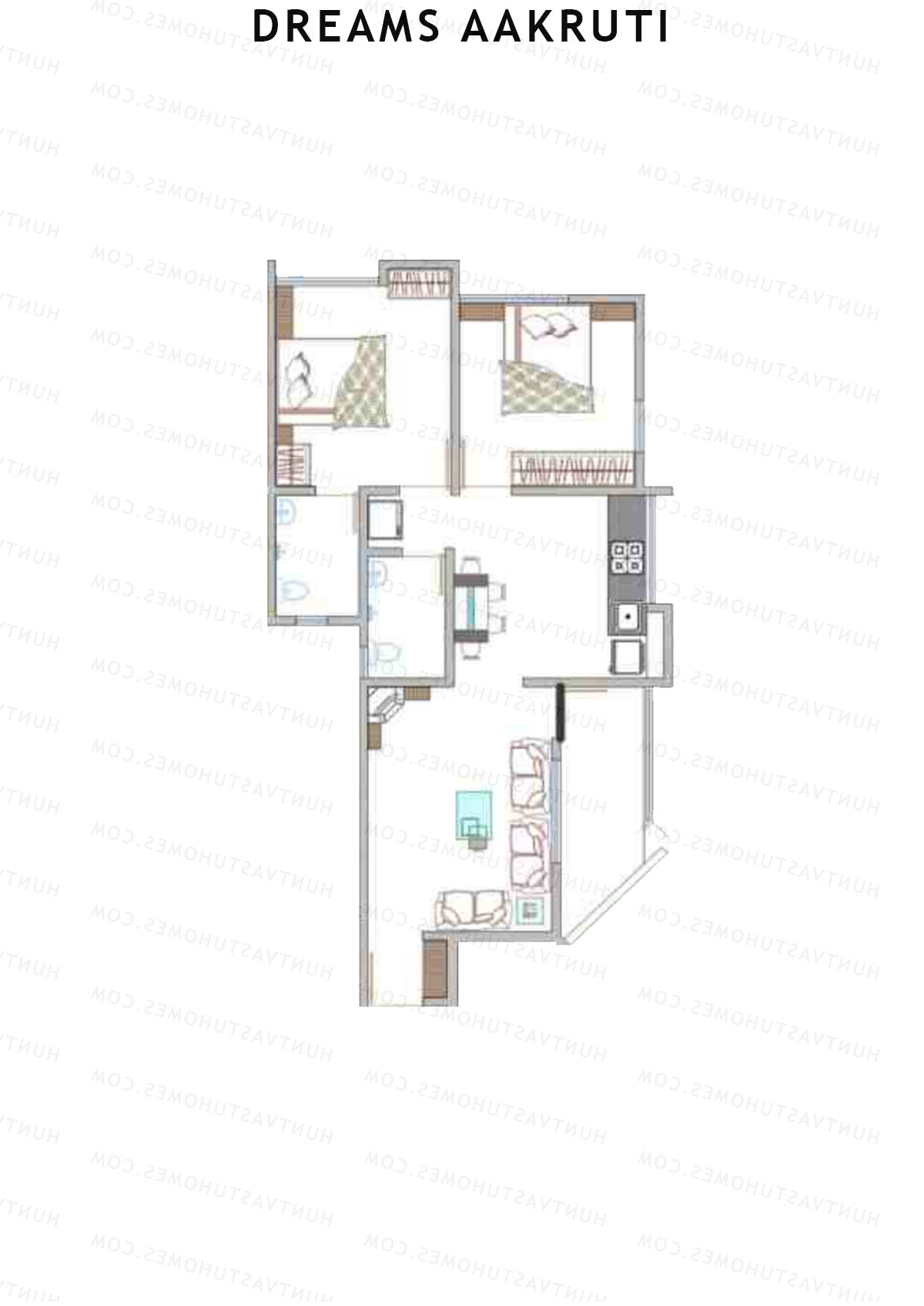 Dreams Aakruti Block 2 Wing F Unit 1 Floor Plan