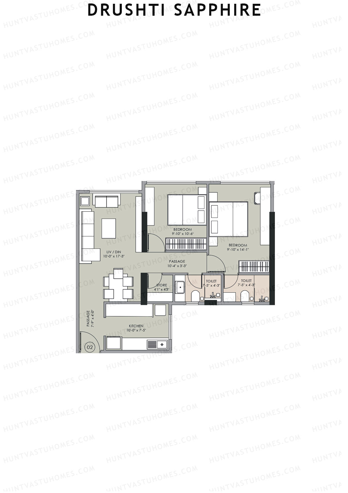 Drushti Sapphire Wing B Unit 2 Floor Plan