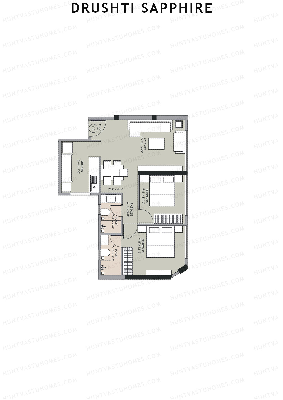 Drushti Sapphire Wing B Unit 3 Floor Plan