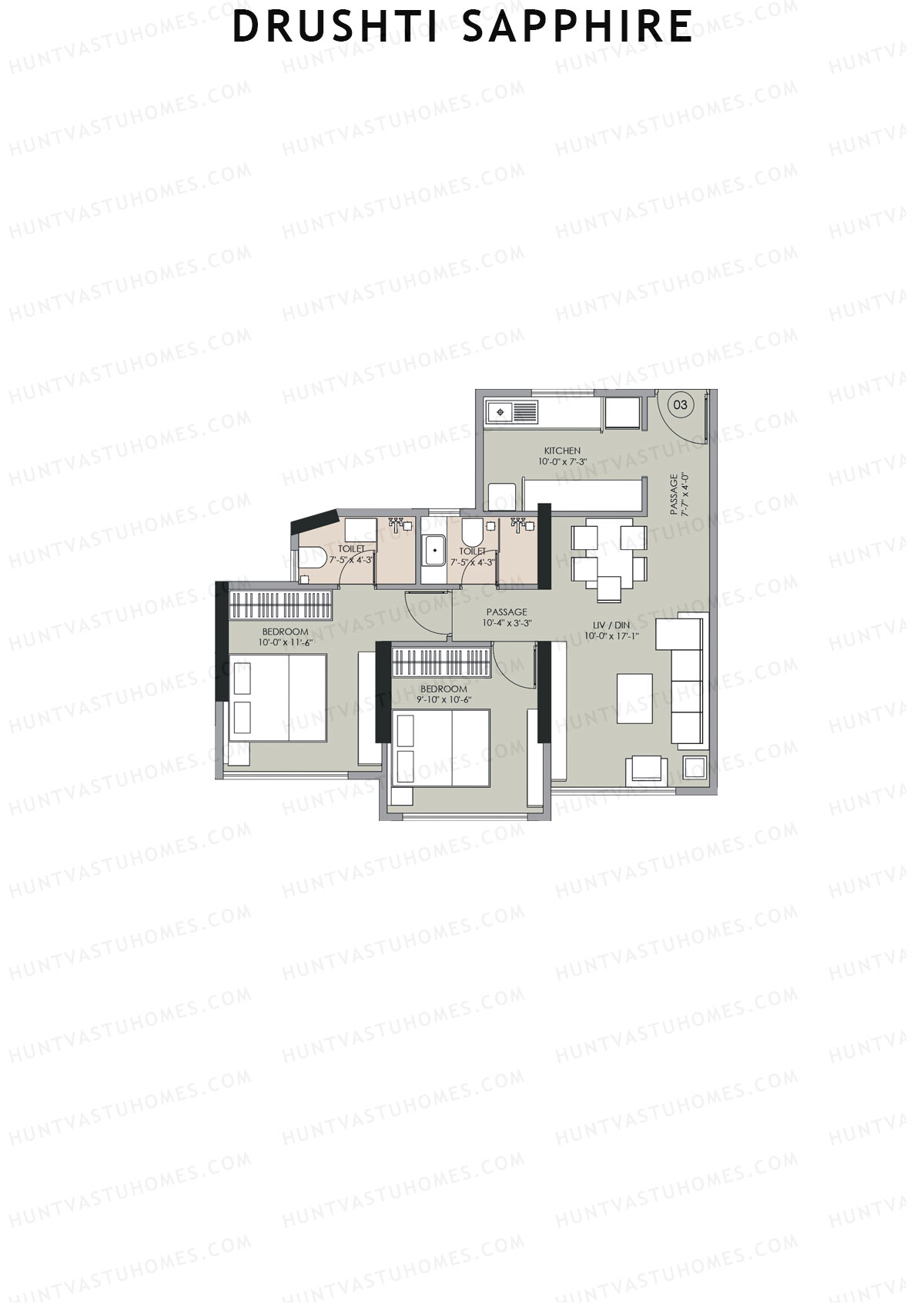 Drushti Sapphire Wing C Unit 3 Floor Plan