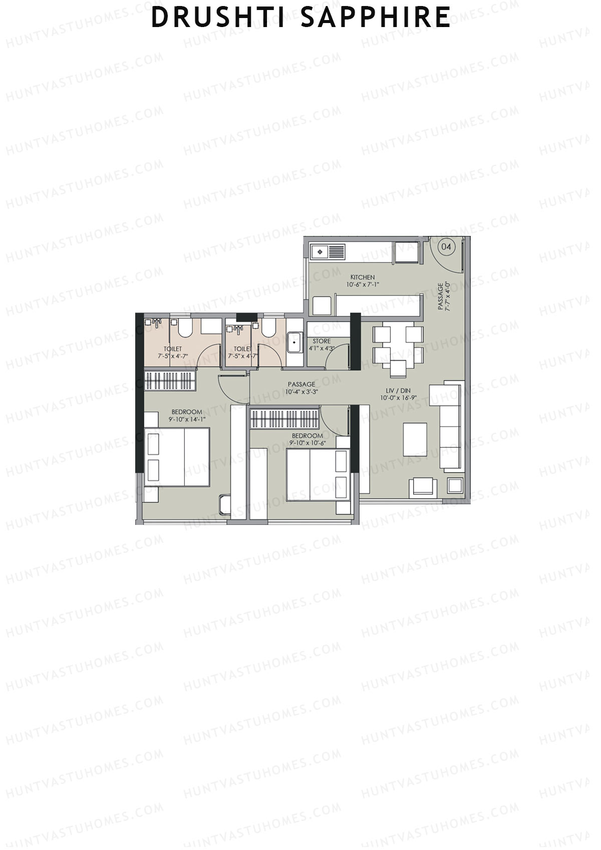 Drushti Sapphire Wing D Unit 4 Floor Plan