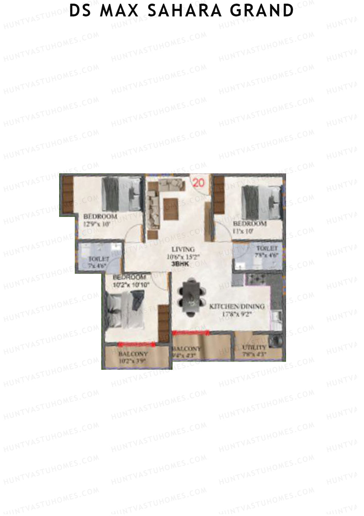 DS MAX Sahara Grand Tower 1 Unit 20 Floor Plan