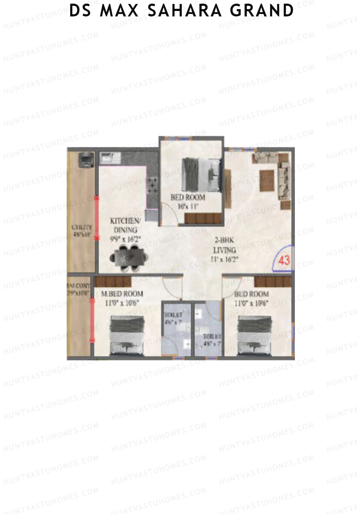 DS MAX Sahara Grand Tower 1 Unit 43 Floor Plan