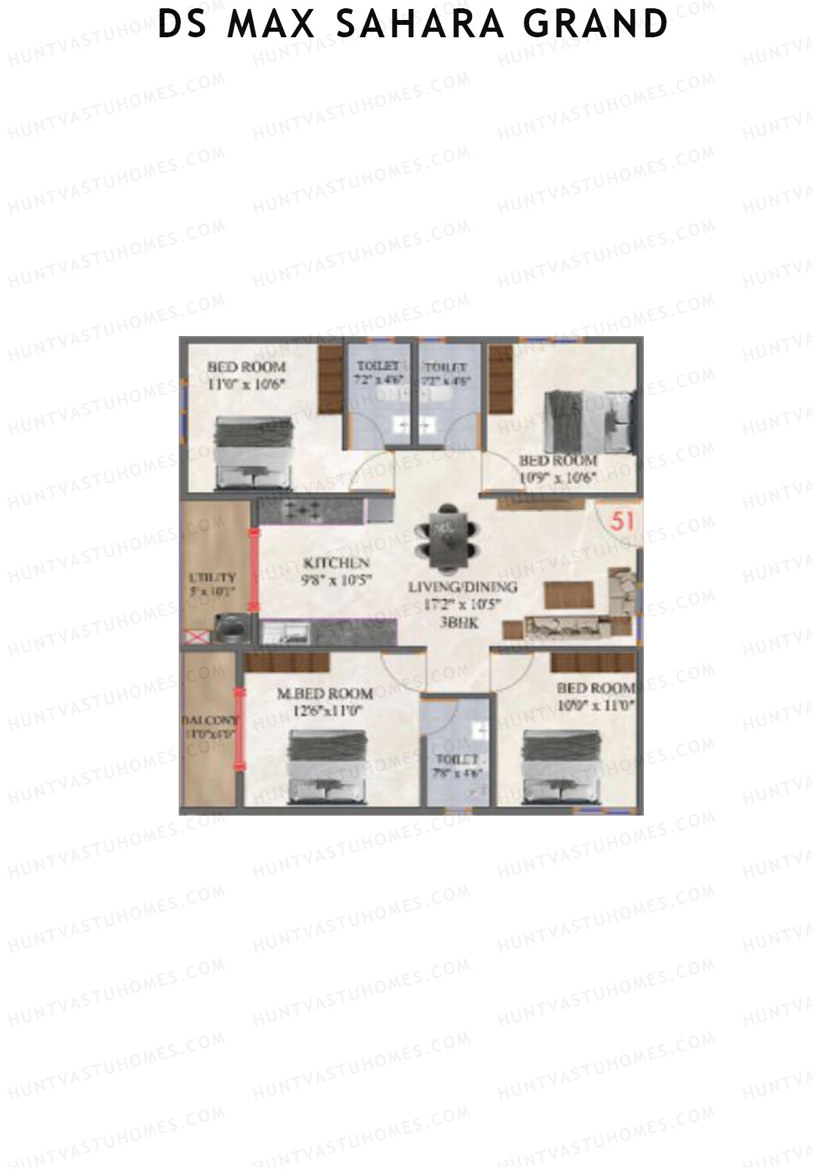 DS MAX Sahara Grand Tower 1 Unit 51 Floor Plan
