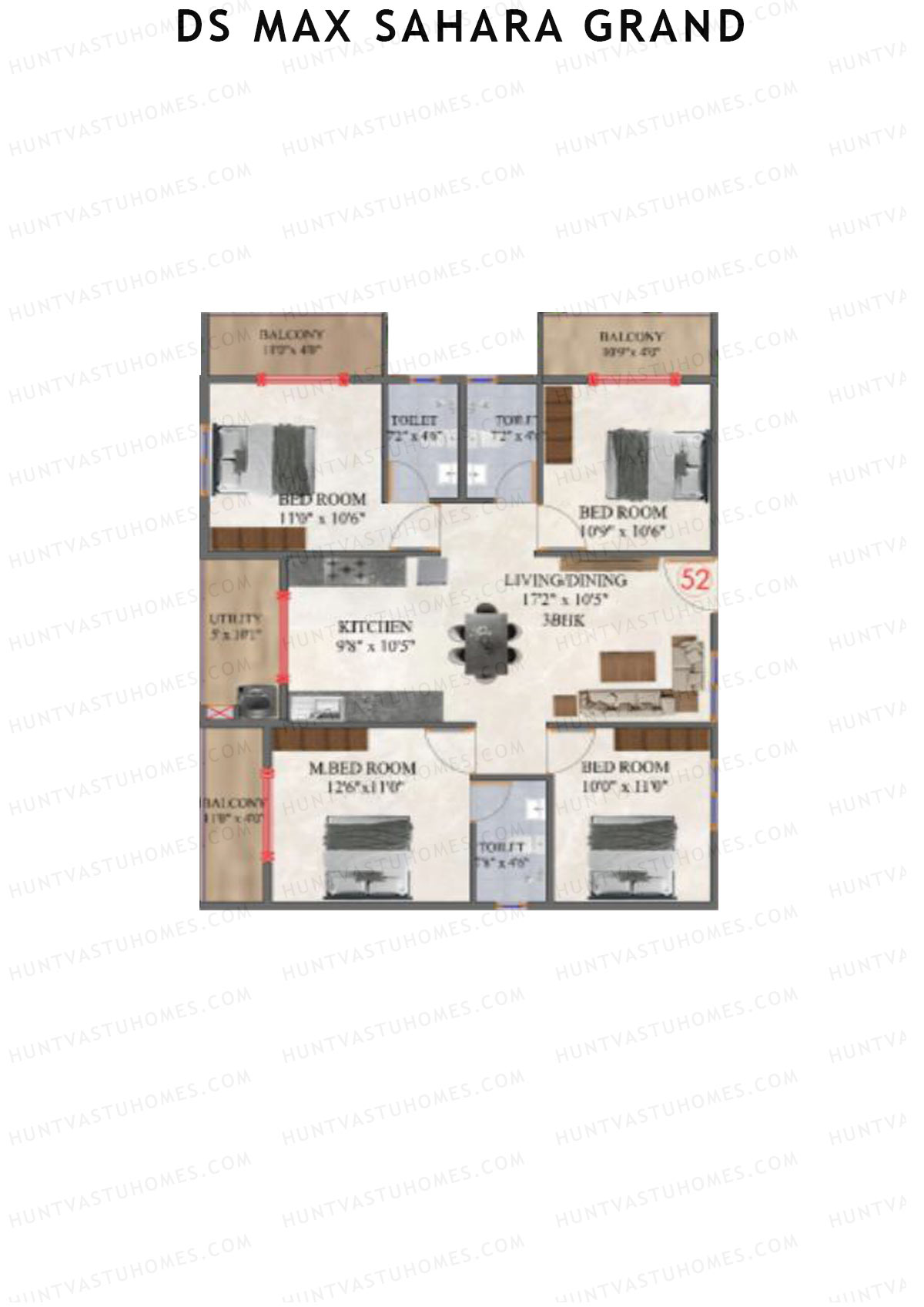 DS MAX Sahara Grand Tower 1 Unit 52 Floor Plan