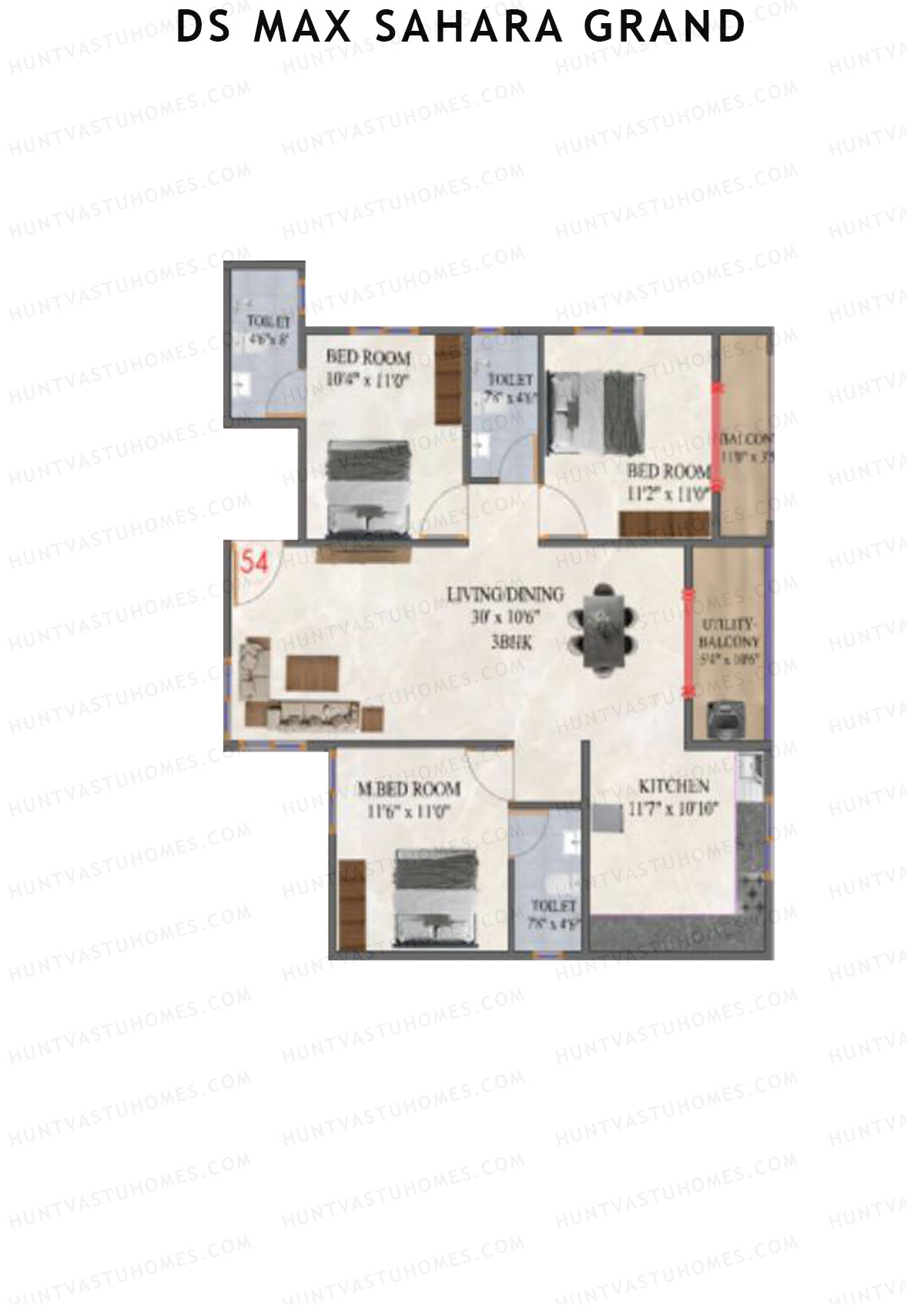 DS MAX Sahara Grand Tower 1 Unit 54 Floor Plan