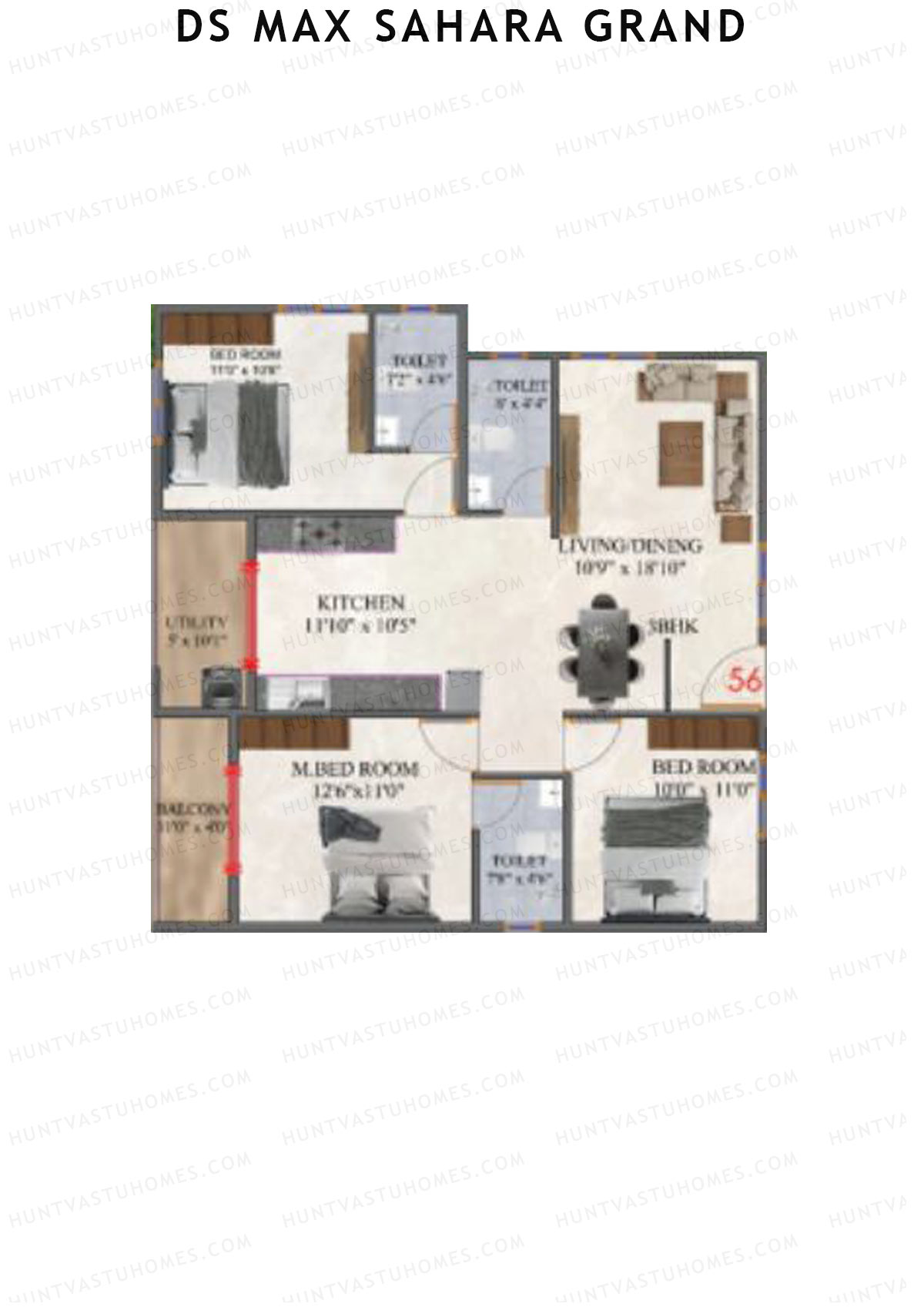DS MAX Sahara Grand Tower 1 Unit 56 Floor Plan