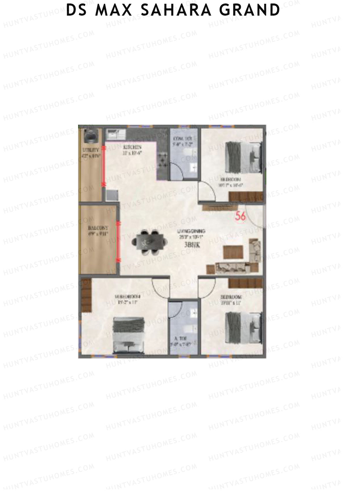 DS MAX Sahara Grand Tower 1 Unit 56 Floor Plan