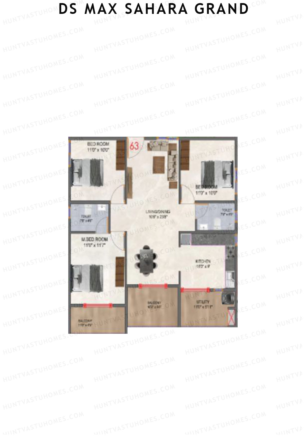 DS MAX Sahara Grand Tower 1 Unit 63 Floor Plan