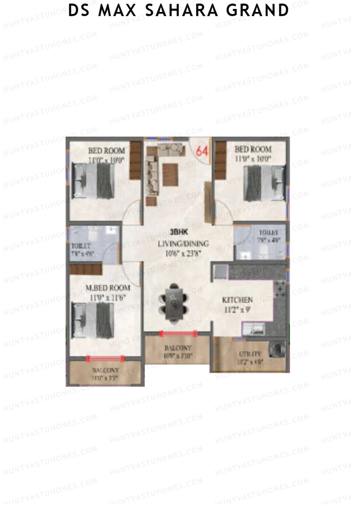 DS MAX Sahara Grand Tower 1 Unit 65 Floor Plan