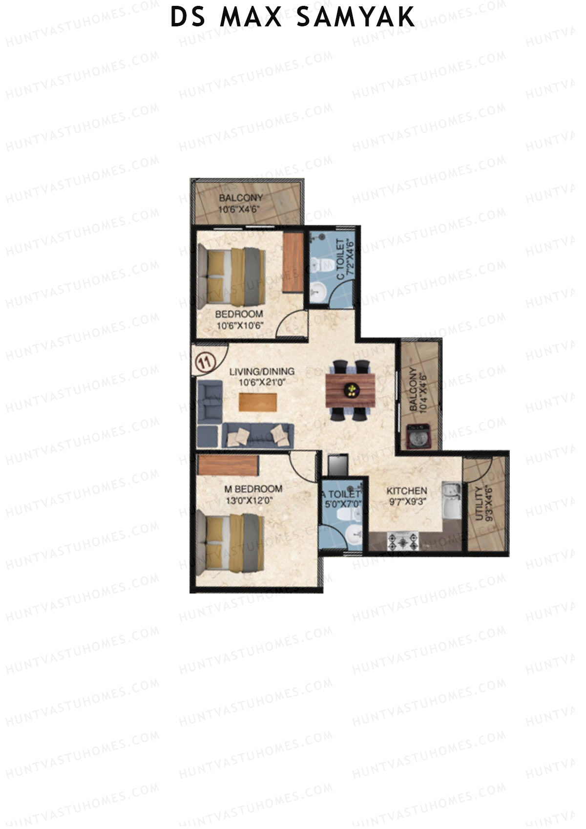 DS MAX Samyak Block A Unit 11  Floor Plan