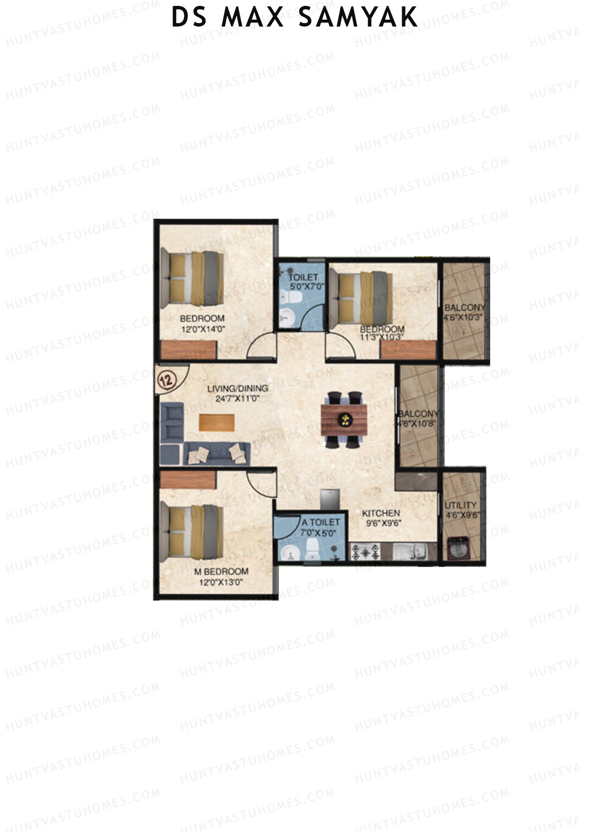 DS MAX Samyak Block A Unit 14  Floor Plan
