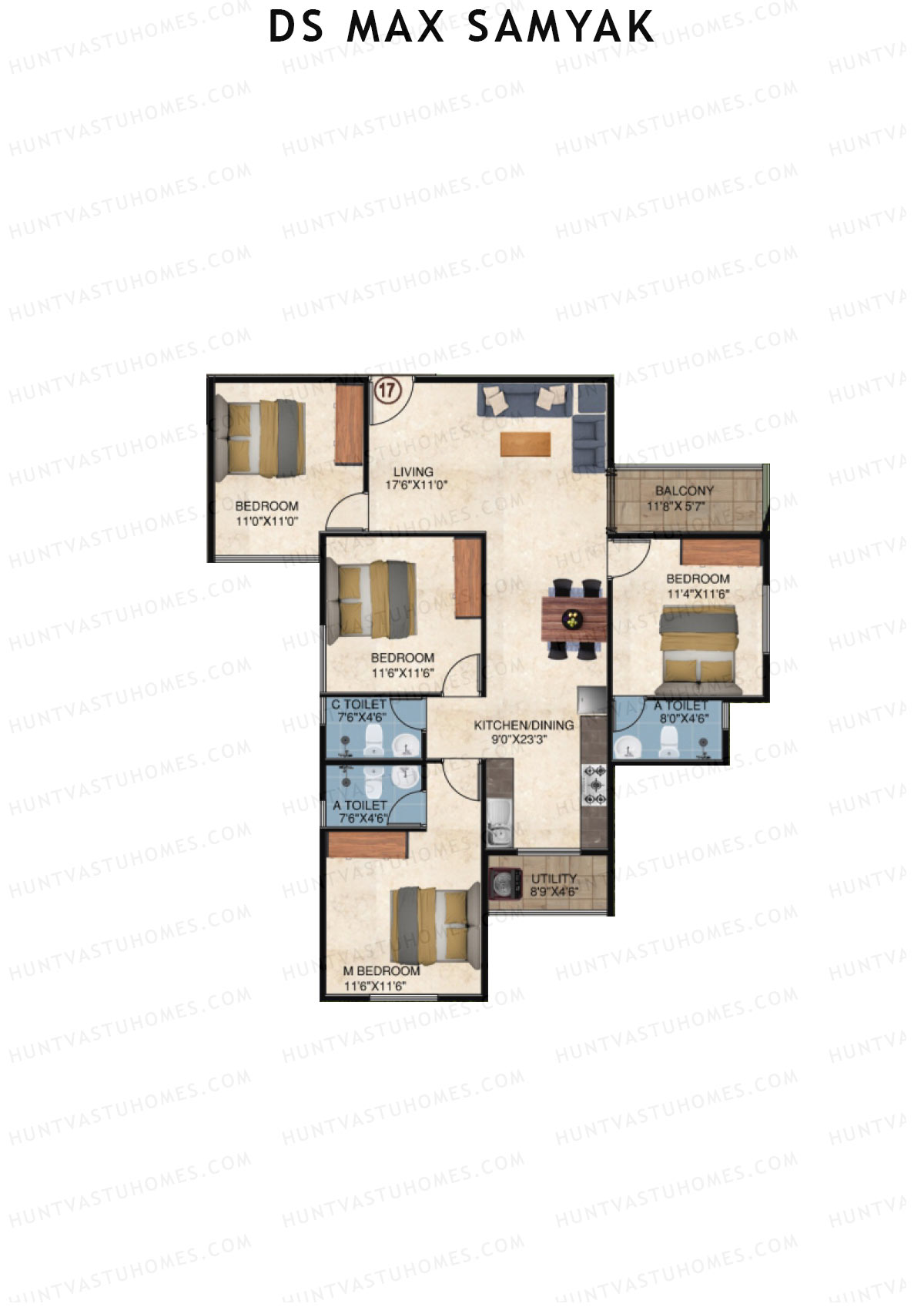 DS MAX Samyak Block A Unit 17  Floor Plan