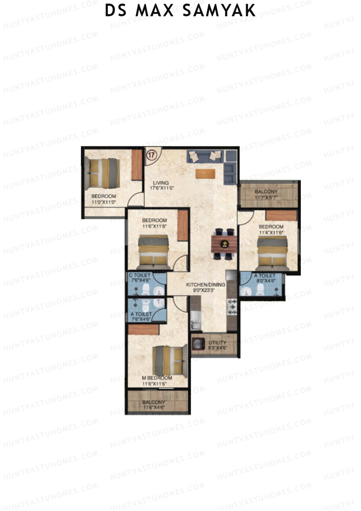 DS MAX Samyak Block A Unit 17  Floor Plan
