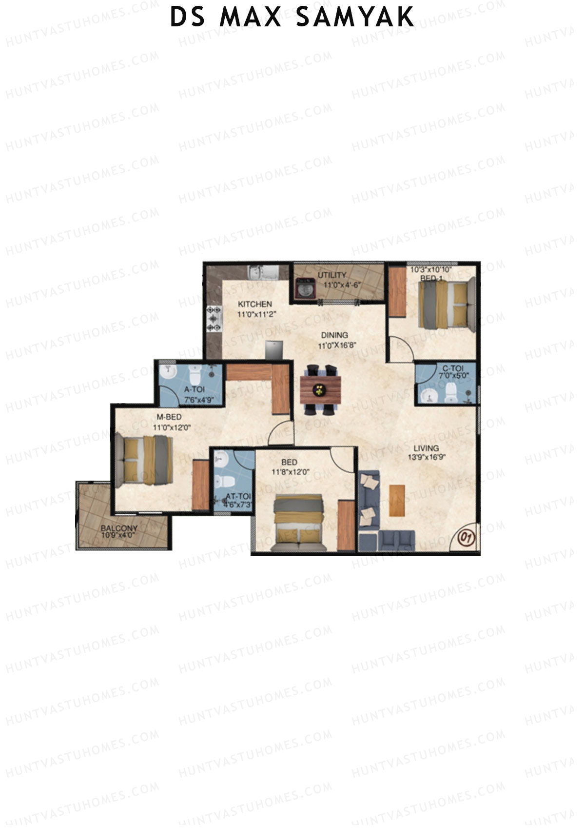 DS MAX Samyak Block A Unit 1  Floor Plan