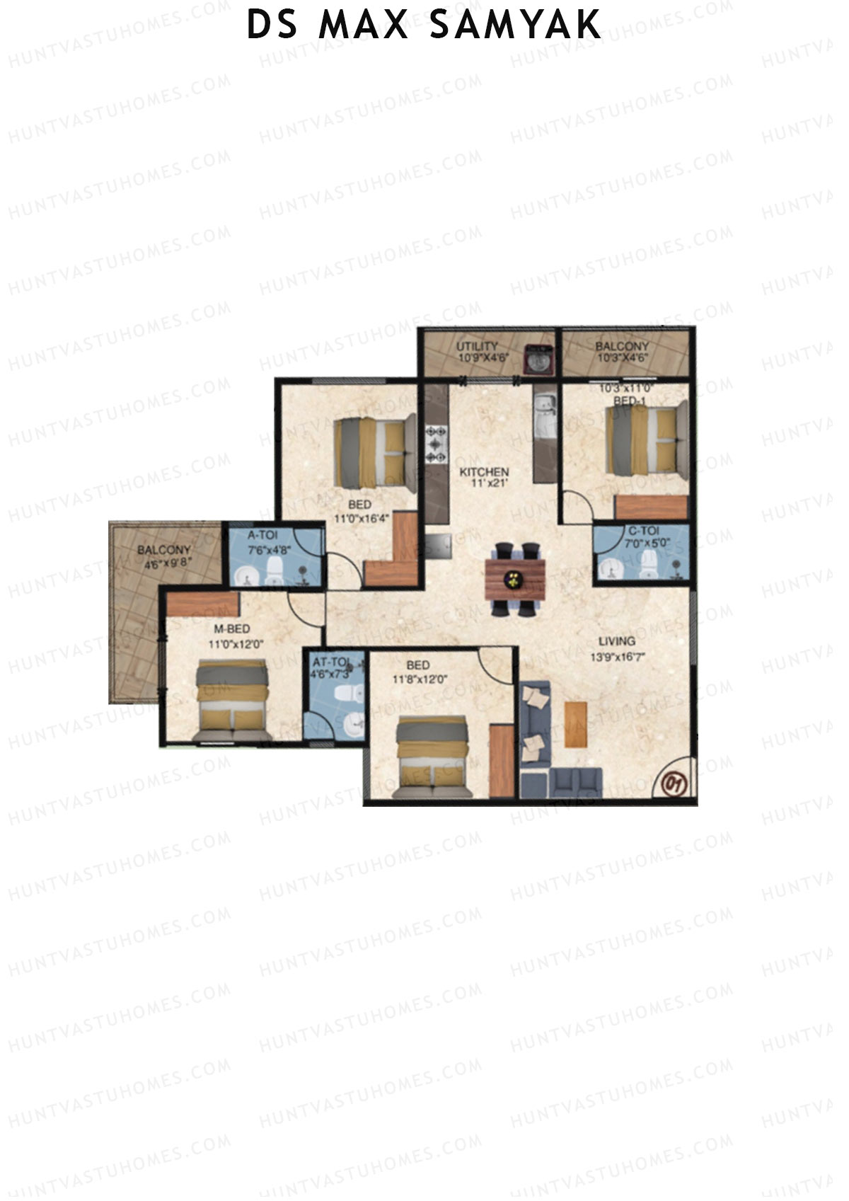 DS MAX Samyak Block A Unit 1  Floor Plan
