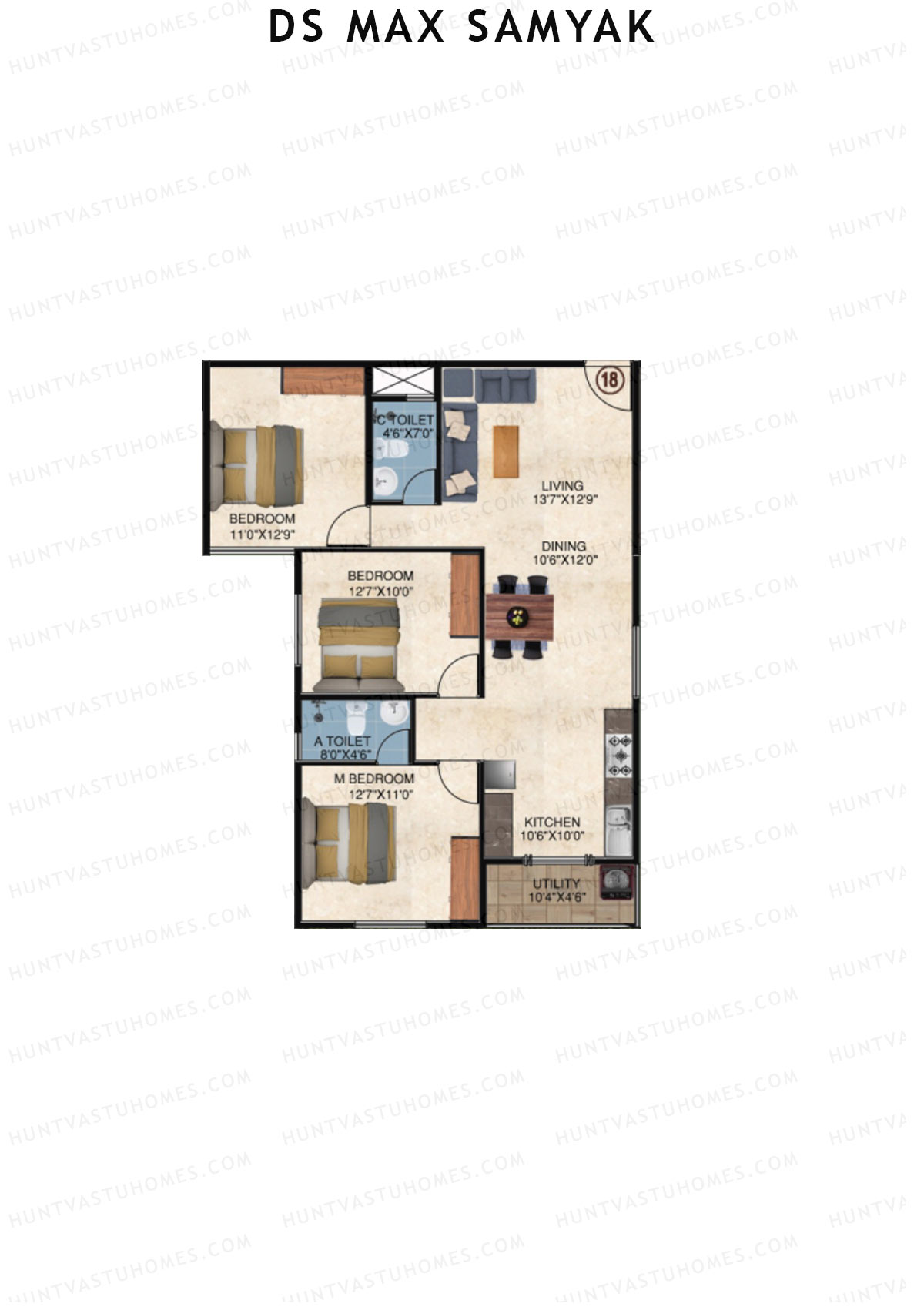 DS MAX Samyak Block A Unit 20  Floor Plan
