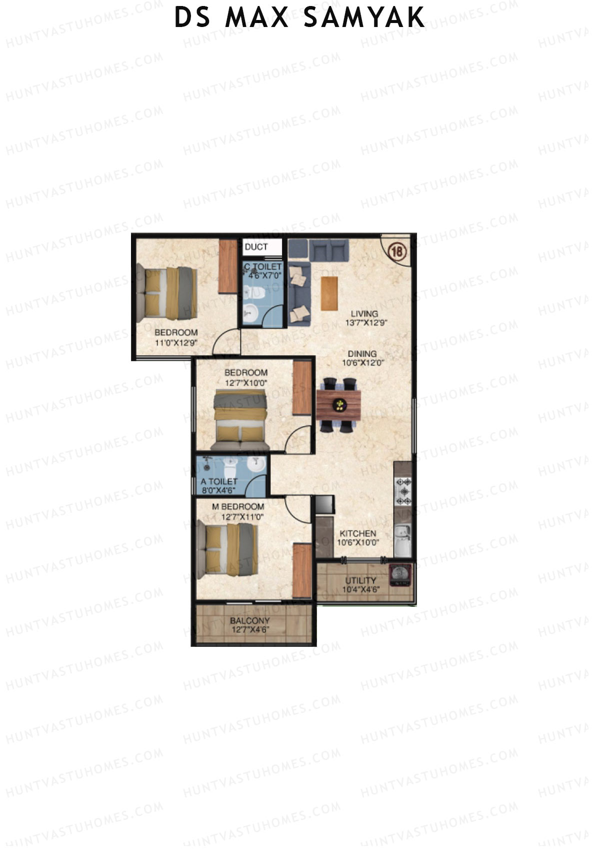 DS MAX Samyak Block A Unit 22  Floor Plan