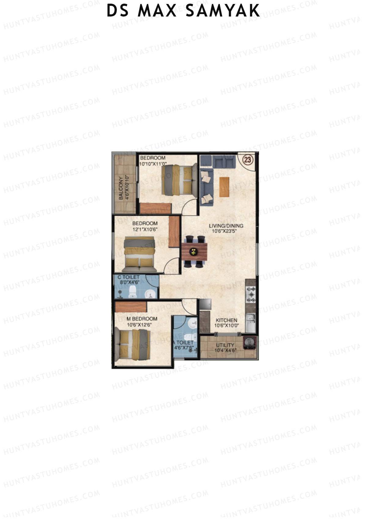 DS MAX Samyak Block A Unit 23  Floor Plan