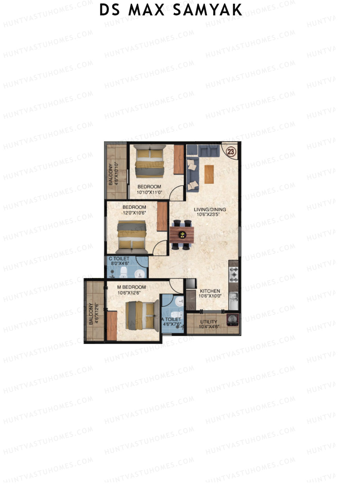 DS MAX Samyak Block A Unit 23  Floor Plan