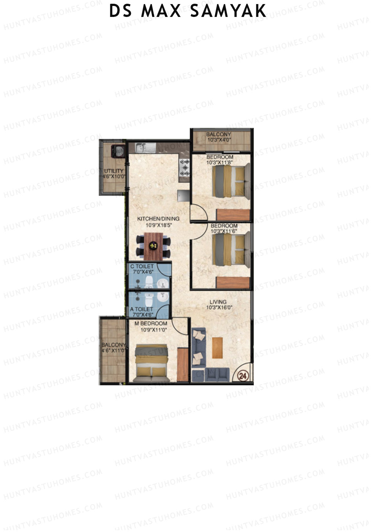 DS MAX Samyak Block A Unit 24  Floor Plan