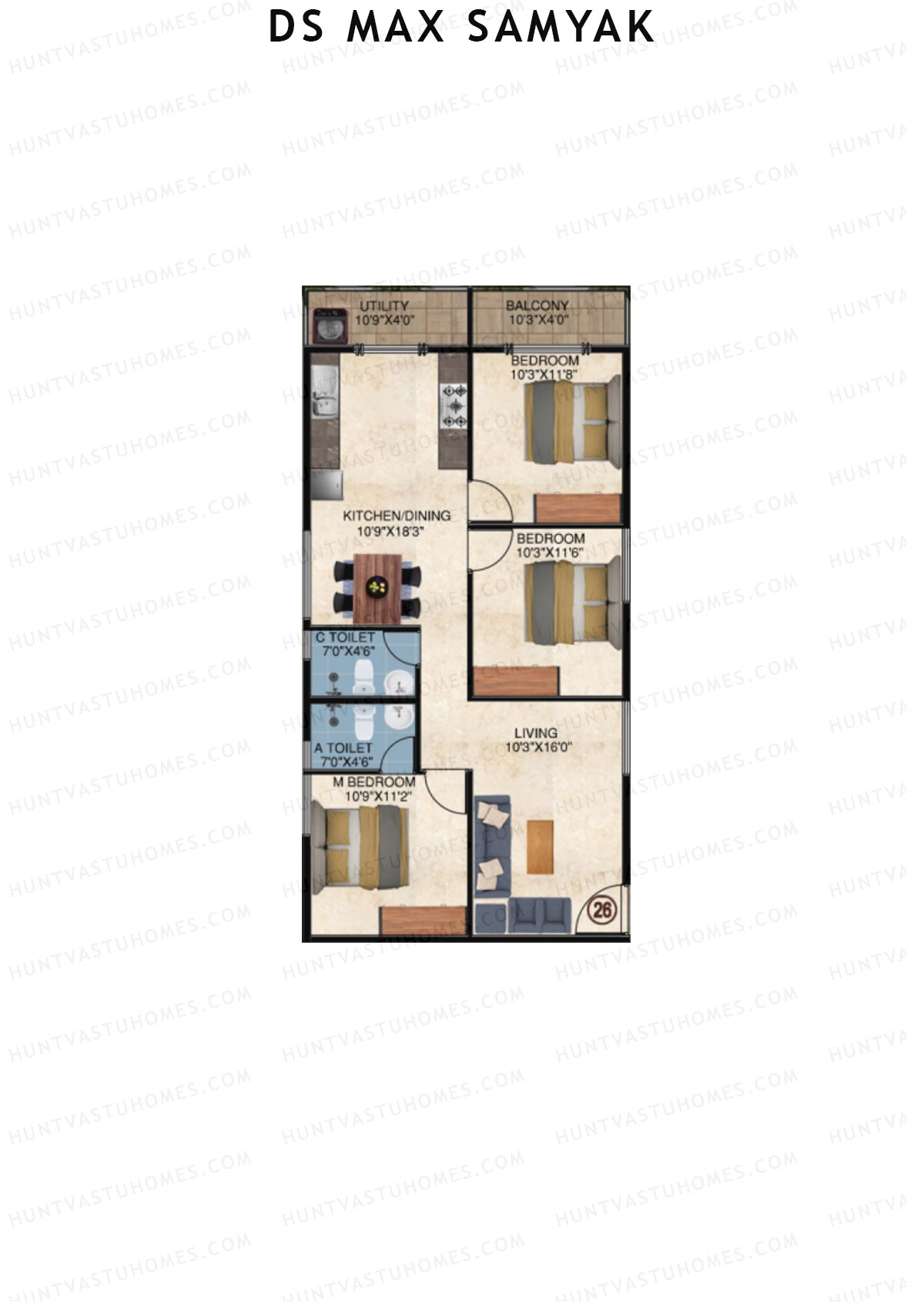 DS MAX Samyak Block A Unit 27  Floor Plan