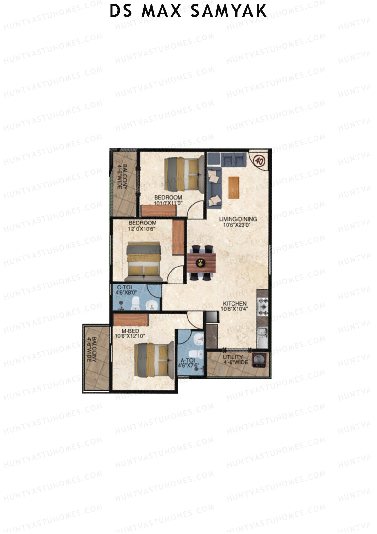 DS MAX Samyak Block A Unit 40  Floor Plan