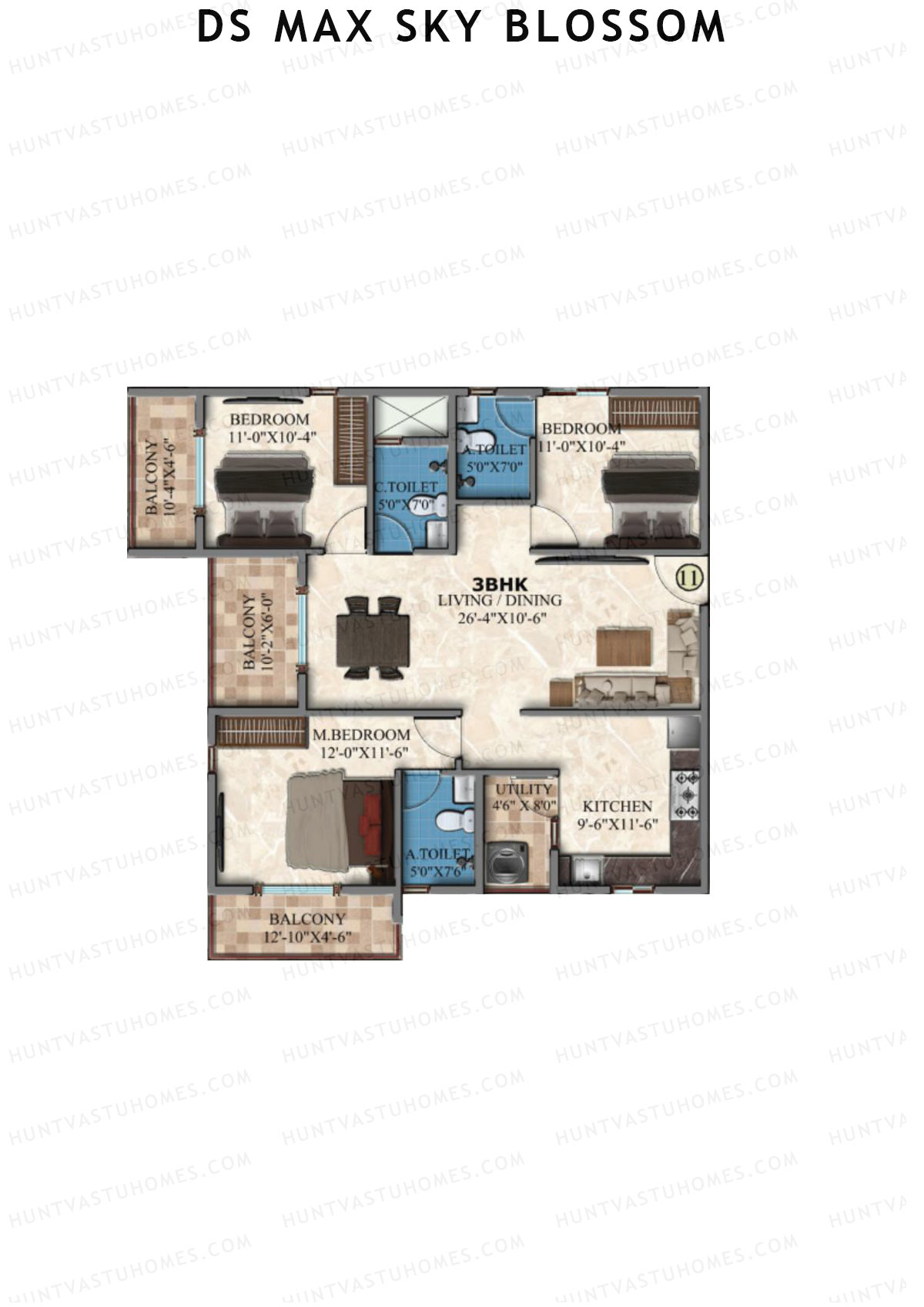 DS Max Sky Blossom Tower 1 Unit 11 Floor Plan